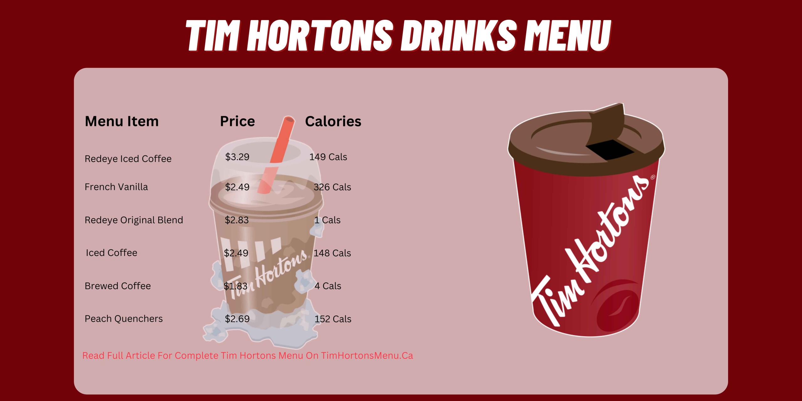 Tim Hortons Menu Prices Canada