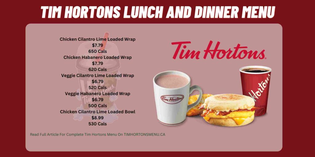 Tim Hortons Lunch And Dinner Menu