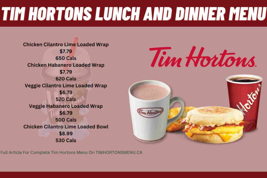 Tim Hortons Lunch And Dinner Menu