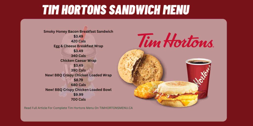 Tim Hortons Sandwich Menu